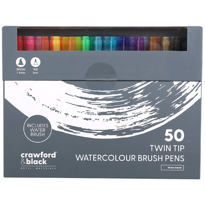 Crawford & Black Twin Tip Watercolour Brush Pens: Pack of 50 image number 1