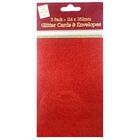 C6 Red and Gold Glitter Cards and Envelopes: Pack of 5 image number 1