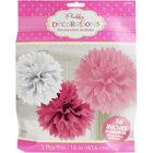 3 Pink Fluffy Hanging Paper Decorations image number 1