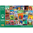Vintage Travel Stamps 500 Piece Jigsaw Puzzle image number 1