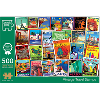 Vintage Travel Stamps 500 Piece Jigsaw Puzzle