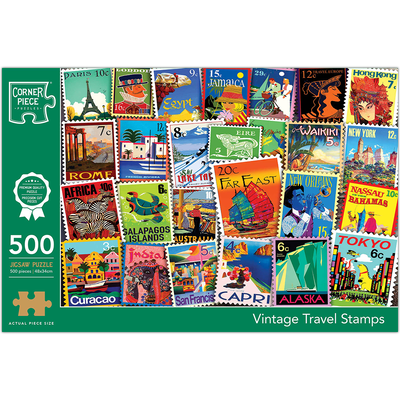 Vintage Travel Stamps 500 Piece Jigsaw Puzzle image number 1