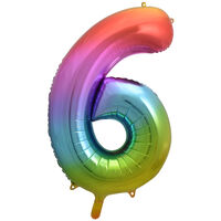 34 Inch Rainbow Number 6 Helium Balloon