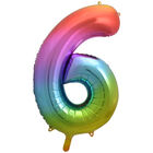34 Inch Rainbow Number 6 Helium Balloon image number 1