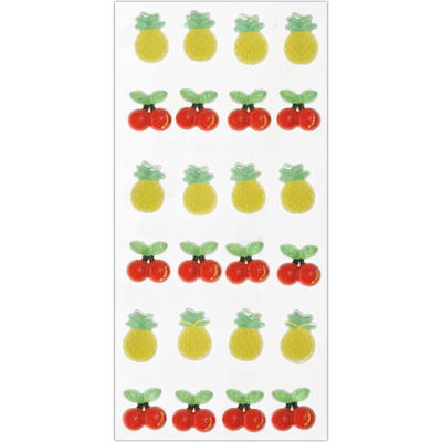 Pineapple and Cherry 3D Gem Stickers: Pack of 24 image number 1