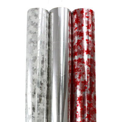 Red and White Star Cellophane Roll Wrap - 3 Pack image number 1
