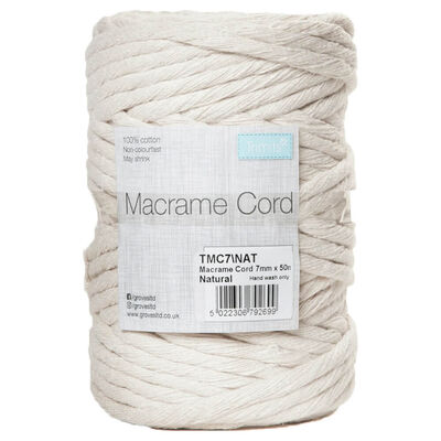 Trimits: Natural Cotton Macrame Cord 50m x 7mm image number 1