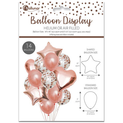 Rose Gold Helium Balloon Display: Pack of 14 image number 2