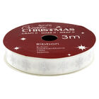 Snowflake Satin Christmas Ribbon - 3m image number 2