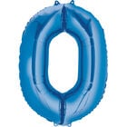 34 Inch Blue Number 0 Helium Balloon image number 1