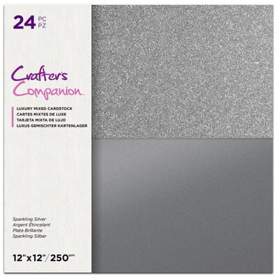 Crafters Companion Mixed Sparkling Silver Cardstock Pad: Pack of 24 image number 1
