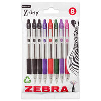 Zebra Assorted Colour Z-Grip Pens: Pack of 8