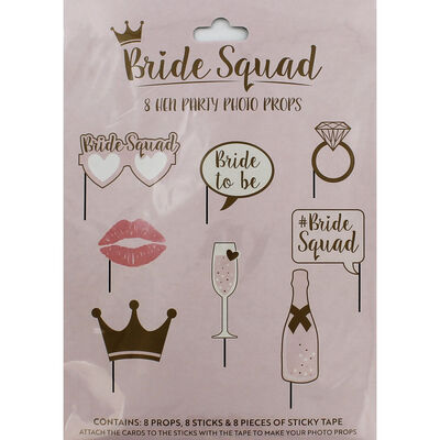 Bride Squad Hen Party Photo Props - Pack of 8 image number 1