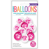 9 Inch Birthday Girl Latex Balloons: Pack of 10