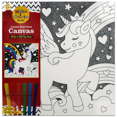 Colour Your Own Canvas with 6 Felt Tip Pens: Unicorn From 4.00 GBP