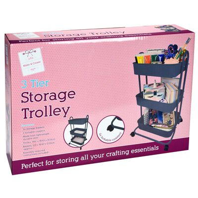 Grey 3 Tier Storage Trolley image number 1