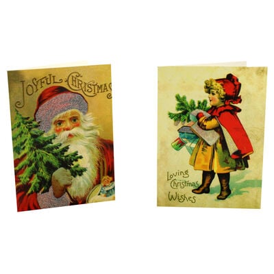 8 Vintage Christmas Cards in Tin - Young Girl image number 3