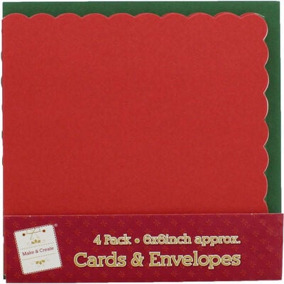 Pack of 4 Scalloped Cards and Envelopes: 6 x 6 Inches image number 1