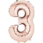 34 Inch Light Rose Gold Number 3 Helium Balloon image number 1