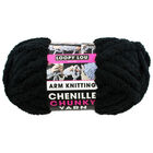 Loopy Lou Super Chunky: Black Chenille Yarn 250g image number 1