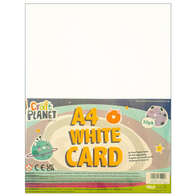 A4 Craft Planet White Card: Pack of 30 image number 1