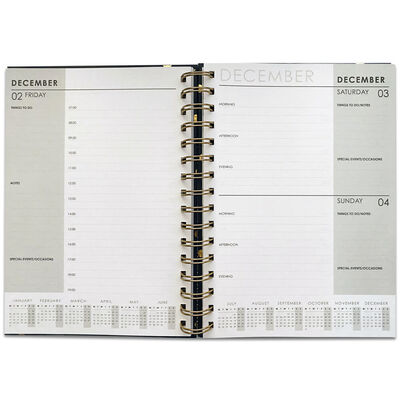 A5 Navy and Gold Spotty 2022-2023 Day to View Academic Diary image number 2