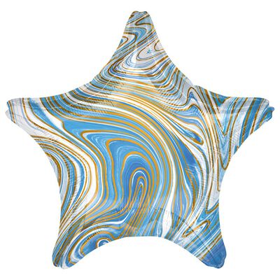 19 Inch Marble Blue Star Helium Balloon image number 1