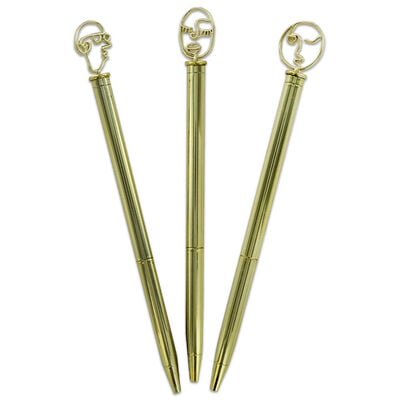 Abstract Topped Gold Metal Pen: Assorted image number 2
