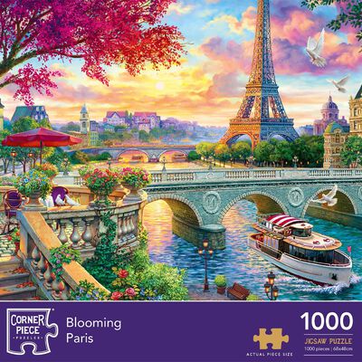 Secret Temple, Blooming Paris & Amsterdam Canal 1000 Piece Jigsaw Puzzle Bundle image number 3