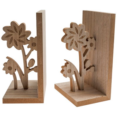 Wooden Flower Book Ends: Pack of 2 image number 3