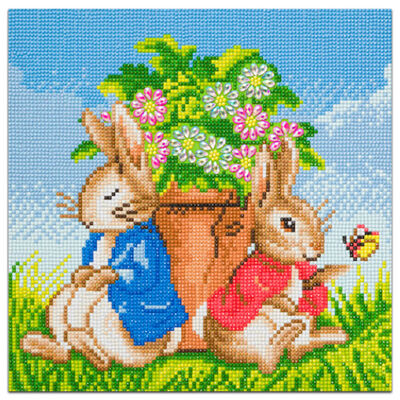 Peter and Flopsy Flower Pot Crystal Art Kit image number 2
