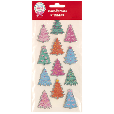 Merry & Bright Foiled Edge Tree Stickers: Pack of 12 image number 1
