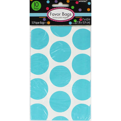 10 Blue Polka Dot Paper Favour Bags image number 1