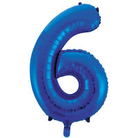 34 Inch Blue Number 6 Helium Balloon