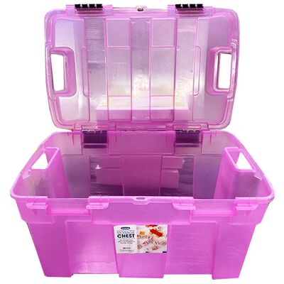 Whitefurze Pink Glitter 40 Litre Storage Box image number 2
