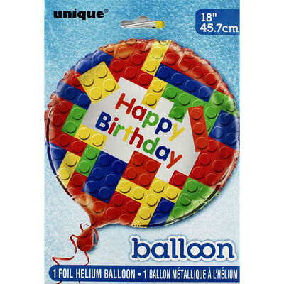 18 Inch Blocks Happy Birthday Foil Helium Balloon image number 2