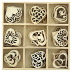 Wooden Heart Embellishments Box: Set of 45 image number 1
