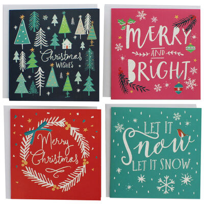 Bright Glitter Christmas Cards - Pack Of 20 image number 1