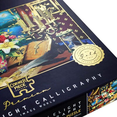 Candlelight Calligraphy 1000 Piece Gold-Foiled Premium Jigsaw Puzzle image number 3
