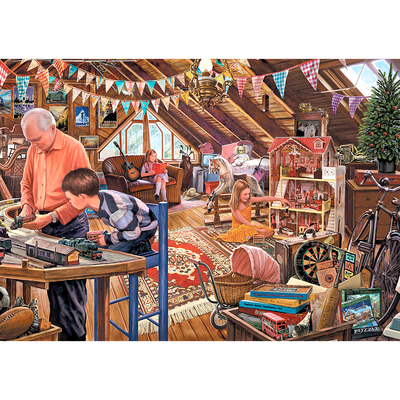 Train Set in The Attic 1000 Piece Jigsaw Puzzle image number 2