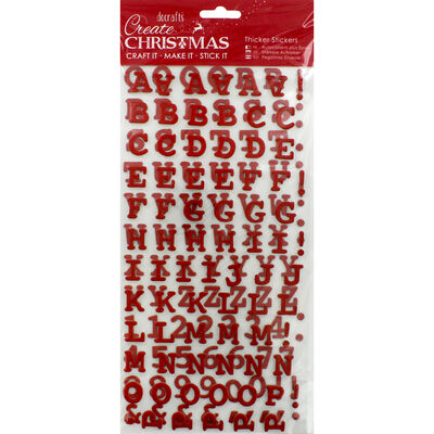 Red Glitter Letters Thick Christmas Stickers image number 1