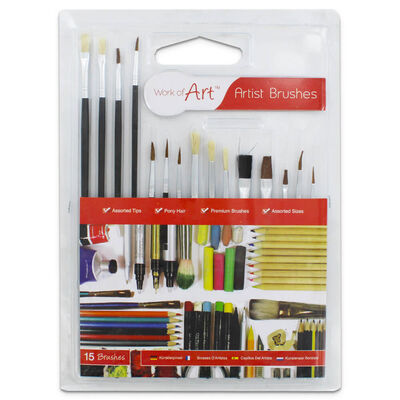 Work of Art Artist Paint Brushes Set: Pack of 15 image number 1