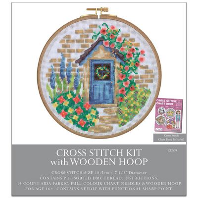 Cross Stitch Kit With Wooden Hoop: Summer Cottage image number 1
