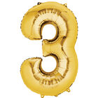 34 Inch Gold Number 3 Helium Balloon image number 1