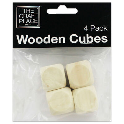 Natural Wooden Cubes: Pack of 4 image number 1