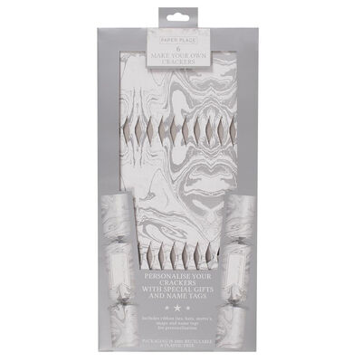 Make Your Own Christmas Silver Marble Crackers: 6 Pack image number 1