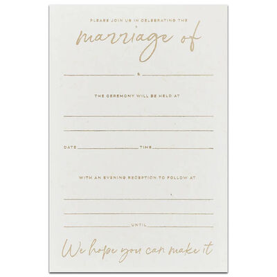 Gold Foiled Wedding Day Invitations: Pack of 20 image number 1