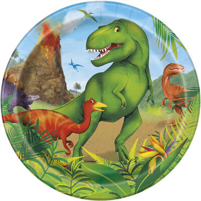 Dinosaur Small Paper Plates - 8 Pack image number 1