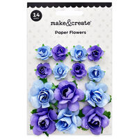 Blue Paper Flowers: Pack of 14