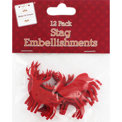 Red Felt Stag Embellishment: Pack of 12 image number 1